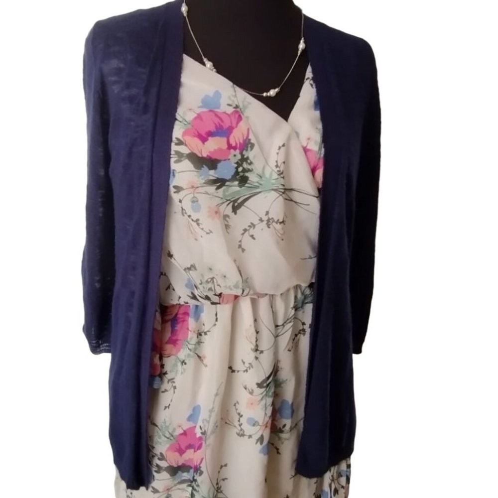 Glory Women's Cardigan Small Sweater Navy Blue Open